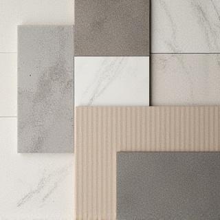 Selezione di piastrelle in gres porcellanato con diverse texture